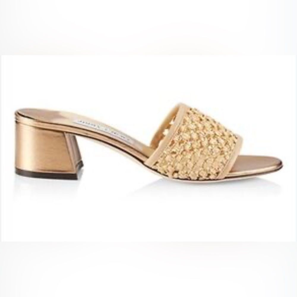 Jimmy Choo Minea Woven Raffia Sandal 38